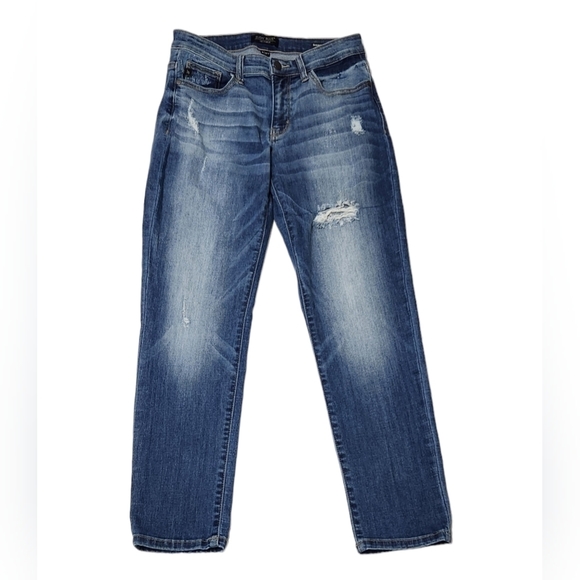 Judy Blue Denim - Judy Blue Jeans Womens Size 5/27 Boyfriend Fit Blue Distressed Denim Pants